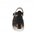 Sandale pour femmes avec courroie en cuir noir talon 3 - Pointures disponibles:  32, 33, 34, 42, 43, 44, 45, 46