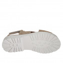 Sandale pour femmes en cuir imprimé sable avec courroie velcro talon 3 - Pointures disponibles:  32, 33, 34, 42, 43, 44, 45, 46