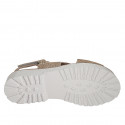 Woman's sandal in sand printed leather with velcro strap heel 3 - Available sizes:  33