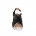 Sandale pour femmes avec courroie velcro en cuir noir talon 3 - Pointures disponibles:  32, 33, 34, 42, 43, 44, 45, 46