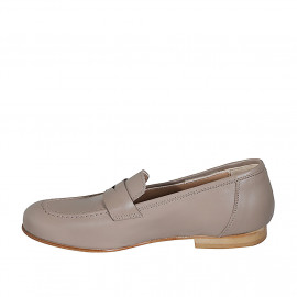 Woman's mocassin in taupe leather heel 1 - Available sizes:  44 2