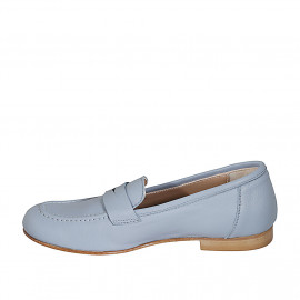 Mocassin pour femmes en cuir bleu clair talon 1 - Pointures disponibles:  43, 44, 45 2