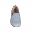 Woman's loafer in light blue leather heel 1 - Available sizes:  33, 42, 43, 44, 45, 46