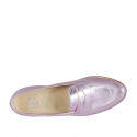 Woman's mocassin in light pink laminated leather wedge heel 1 - Available sizes:  33, 34, 43, 44