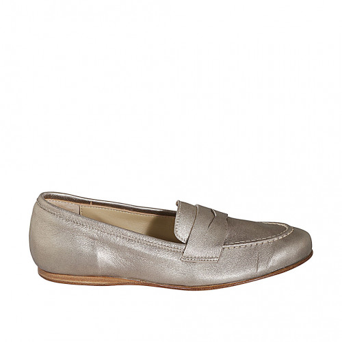 Woman's mocassin in golden laminated leather wedge heel 1 - Available sizes:  33