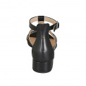 Escarpin ouvert pour femmes avec courroie en cuir noir talon 3 - Pointures disponibles:  32, 33, 34, 43, 44