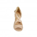 Woman's peep toe open shoe with crossed straps in nude leather and stiletto heel 10 - Available sizes:  32, 33, 42, 43, 44, 46