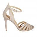 Woman's open shoe with ankle strap in nude leather and stiletto heel 10 - Available sizes:  32, 33, 34, 42, 43, 44, 45, 46