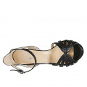 Zapato para mujer abierto de tiras con cinturon al tobillo en piel color negro y tacon stiletto 10 - Tallas disponibles:  32, 33, 34, 42, 43, 45, 46