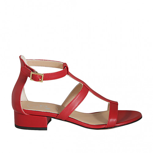 Woman's open shoe with strap in red...