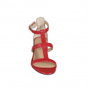 Zapato abierto para mujer con cinturon en piel roja tacon 3 - Tallas disponibles:  32, 33, 34, 42, 43, 44, 45, 46