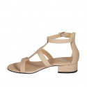 Woman's open shoe with strap in nude leather heel 3 - Available sizes:  32, 33, 34, 43, 44, 45