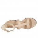 Zapato abierto para mujer con cinturon en piel nude tacon 3 - Tallas disponibles:  32, 33, 34, 43, 44, 45