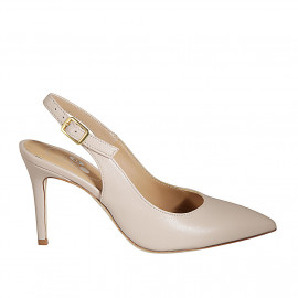 Decolté da donna a punta sfilata aperta sul tallone in pelle nude tacco 8 - Misure disponibili: 42, 46