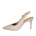 Woman's slingback pointy pump in nude leather heel  8 - Available sizes:  33, 34, 42, 43, 44, 45, 46