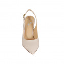 Woman's slingback pointy pump in nude leather heel  8 - Available sizes:  33, 34, 42, 43, 44, 45, 46