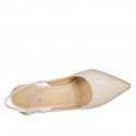Woman's slingback pointy pump in nude leather heel  8 - Available sizes:  33, 42, 43, 45, 46