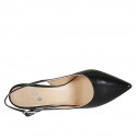 Chaussure ouverte au talon à bout pointu pour femmes en cuir noir talon 8 - Pointures disponibles:  33, 34, 42, 43, 44, 45, 46