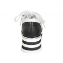 Scarpa stringata con cerniere da donna in pelle bianca e nera zeppa 5 - Misure disponibili: 42, 43, 44, 45
