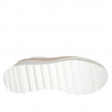 Chaussure pour femmes à lacets et fermetures éclair en cuir blanc et nue talon compensé 5 - Pointures disponibles:  42, 43
