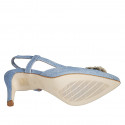 Woman's slingback pump in light blue denim-style suede with elastic band and rhinestones accessory heel 7 - Available sizes:  33, 34, 42