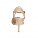 Woman's sandal with ankle strap and strips in nude leather heel 10 - Available sizes:  32, 33, 34, 42, 43, 44, 45, 46