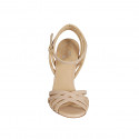 Woman's sandal with ankle strap and strips in nude leather heel 10 - Available sizes:  32, 33, 34, 42, 43, 44, 45, 46