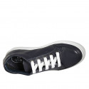 Man's casual shoe with laces and removable insole in blue leather - Available sizes:  36, 37, 38, 46, 47, 48, 49, 51