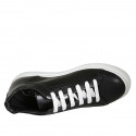 Chaussure à lacets avec semelle amovible pour hommes en cuir noir - Pointures disponibles:  36, 37, 38, 46, 47, 48, 49, 50, 51