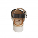 Sandale avec courroie pour femmes en cuir et cuir tressé noir talon 4 - Pointures disponibles:  42
