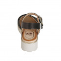 Sandalia con cinturon para mujer en piel y piel trensada negra tacon 4 - Tallas disponibles:  33, 34, 42, 43, 44