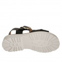 Sandale avec courroie pour femmes en cuir et cuir tressé noir talon 4 - Pointures disponibles:  33, 34, 42, 43, 44