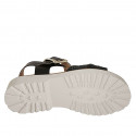 Sandale avec courroie pour femmes en cuir et cuir tressé noir talon 4 - Pointures disponibles:  42