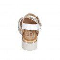 Sandale avec courroie pour femmes en cuir et cuir tressé blanc talon 4 - Pointures disponibles:  32, 33, 34, 42, 43, 44, 45, 46
