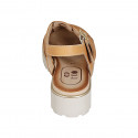 Sandalia con cinturon para mujer en piel cognac tacon 3 - Tallas disponibles:  32, 33, 34, 42, 43, 44, 45