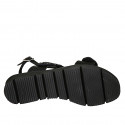 Sandalo da donna in pelle nera con velcro, perline e zeppa 3 - Misure disponibili: 32, 33, 34, 42, 43, 44