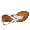 Sandale entredoigt pour femmes en cuir blanc avec courroie à la cheville et perles talon 2 - Pointures disponibles:  32, 33, 34, 42, 43, 44, 45