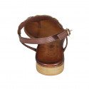 Woman's thong sandal in laminated brown leather with beads heel 2 - Available sizes:  33
