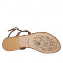 Woman's thong sandal in laminated brown leather with beads heel 2 - Available sizes:  32, 33, 34, 42, 43, 45