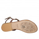 Woman's thong sandal in laminated brown leather with beads heel 2 - Available sizes:  33