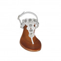 Sandale entredoigt pour femmes en cuir blanc avec perles talon 2 - Pointures disponibles:  32, 43