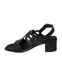 Sandalo da donna in pelle intrecciata nera tacco 5 - Misure disponibili: 33, 34, 42, 43, 44, 45