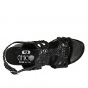 Sandale pour femmes en cuir tressé noir talon 5 - Pointures disponibles:  33, 34, 42, 43, 44, 45