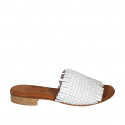 Woman's mules in white braided leather with fringes heel 2 - Available sizes:  32, 33, 34, 43, 44, 45