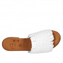 Woman's mules in white braided leather with fringes heel 2 - Available sizes:  32, 33, 34, 43, 44, 45