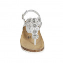 Sandale entredoigt pour femmes en cuir blanc avec perles talon compensé 2 - Pointures disponibles:  32, 33, 34, 42, 43, 44, 45