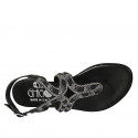 Sandale entredoigt pour femmes en cuir noir avec courroie à la cheville et perles talon 2 - Pointures disponibles:  32, 33, 34, 42, 43, 44, 45