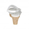Sandale pour femmes en cuir blanc avec fermetures velcro et perles avec talon compensé 7 - Pointures disponibles:  42, 43