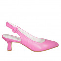 Chaussure ouverte au talon pour femmes à bout pointu en cuir fuchsia talon 6 - Pointures disponibles:  32, 33, 34, 43, 44, 45