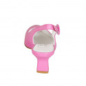 Chaussure ouverte au talon pour femmes à bout pointu en cuir fuchsia talon 6 - Pointures disponibles:  32, 33, 34
